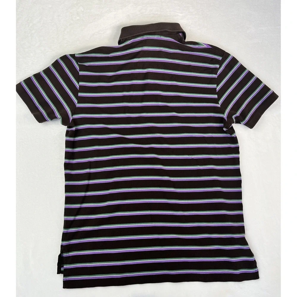 Men's Vintage Polo Ralph Lauren Striped  Polo Shirt Brown‎ Purple Green Size XL